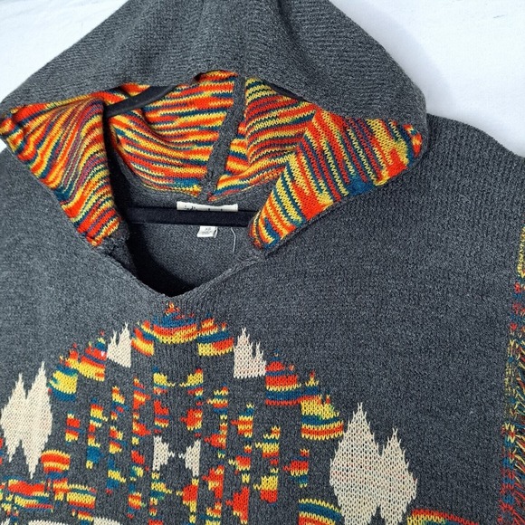 Indigo Thread Co Poncho Sweater Women XS Hooded Knit Fringe Boho Western Layer - Picture 5 of 7